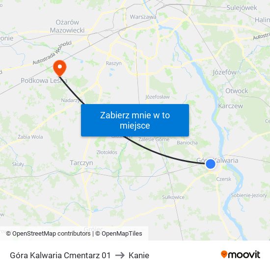 Góra Kalwaria Cmentarz 01 to Kanie map