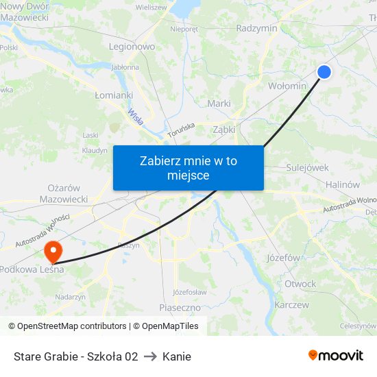 Stare Grabie-Szkoła to Kanie map