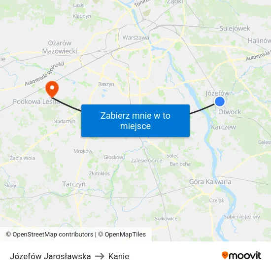 Józefów Jarosławska to Kanie map