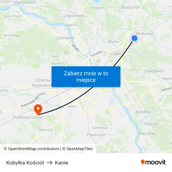 Kobyłka Kościół to Kanie map