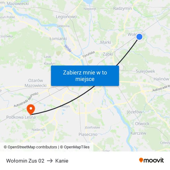 Wołomin Zus 02 to Kanie map