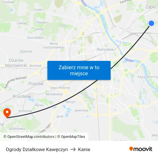 Ogrody Działkowe Kawęczyn to Kanie map