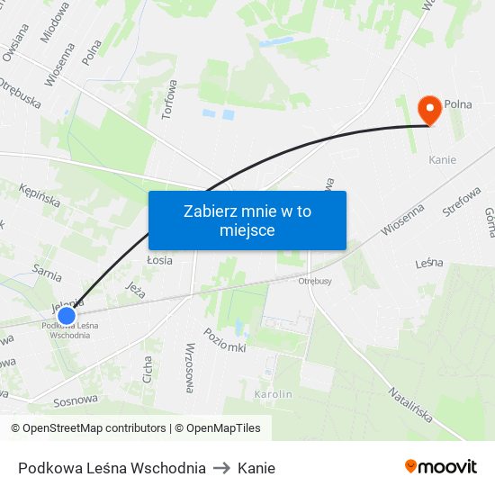 Podkowa Leśna Wschodnia to Kanie map