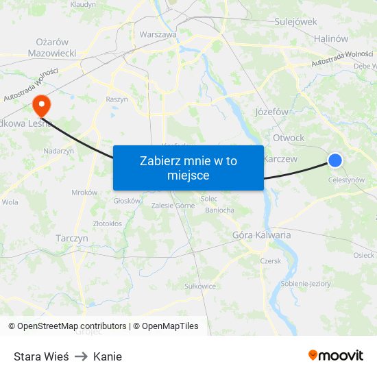 Stara Wieś to Kanie map