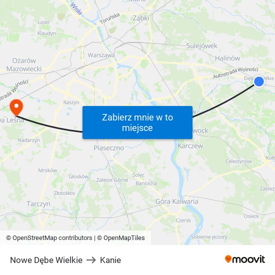 Nowe Dębe Wielkie to Kanie map