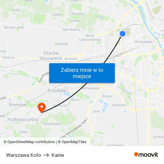 Warszawa Koło to Kanie map