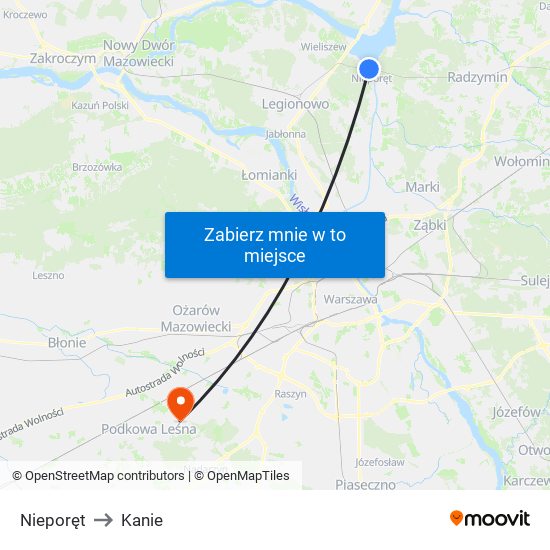 Nieporęt to Kanie map