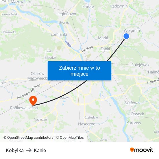 Kobyłka to Kanie map