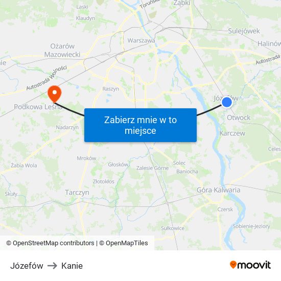 Józefów to Kanie map