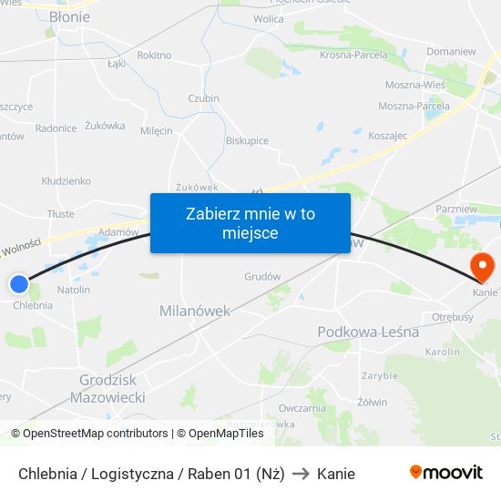 Chlebnia / Logistyczna / Raben 01 (Nż) to Kanie map