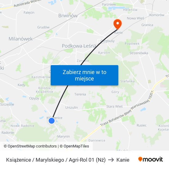 Książenice / Marylskiego / Agri-Rol (Nż) to Kanie map