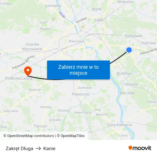 Zakręt Długa to Kanie map