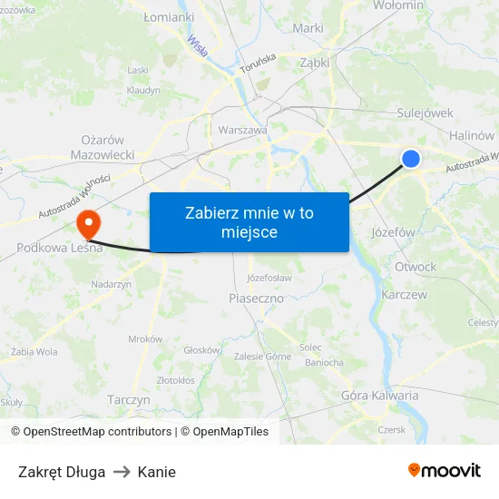 Zakręt Długa to Kanie map