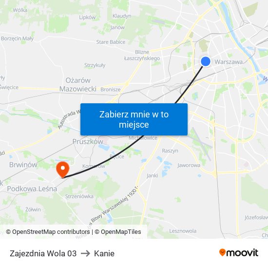 Zajezdnia Wola 03 to Kanie map