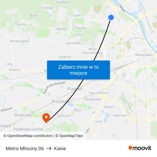 Metro Młociny 06 to Kanie map