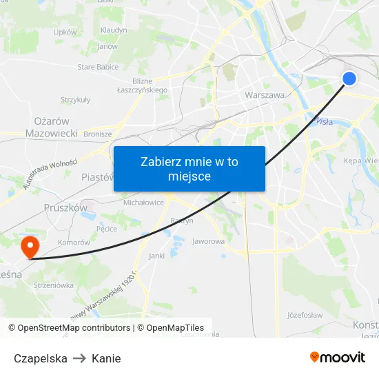 Czapelska to Kanie map