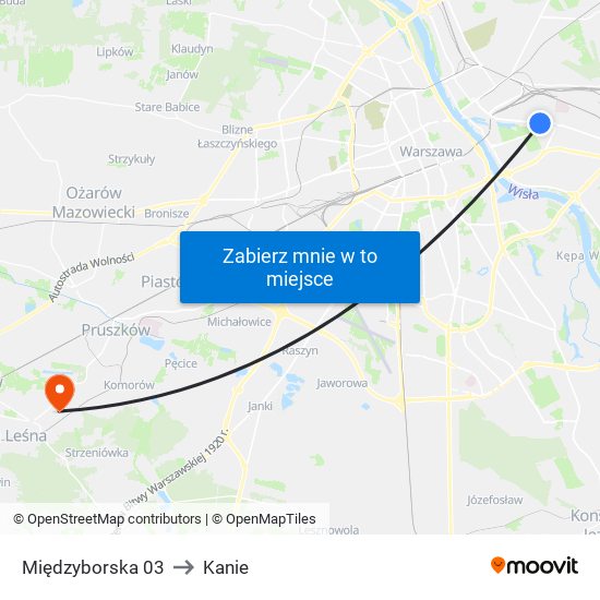 Międzyborska 03 to Kanie map