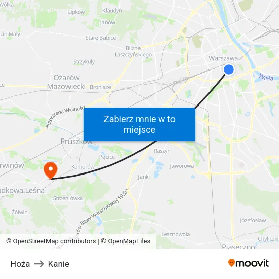 Hoża to Kanie map