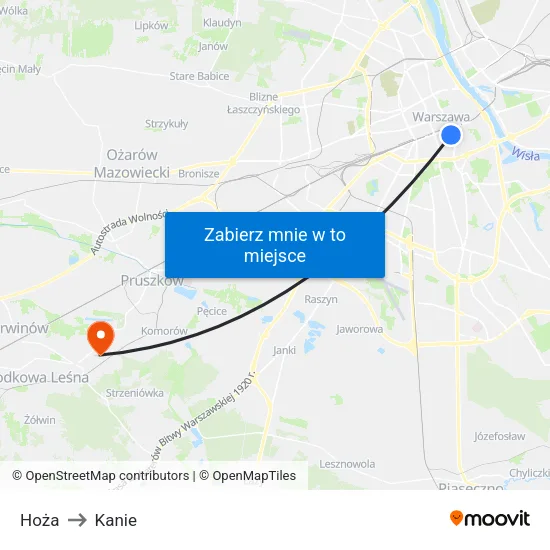 Hoża to Kanie map