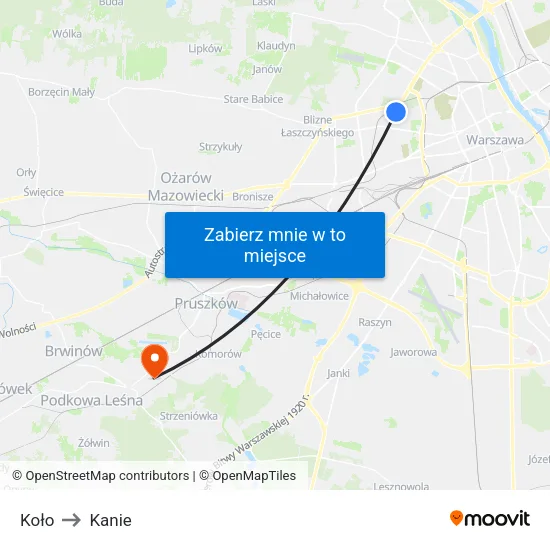 Koło to Kanie map