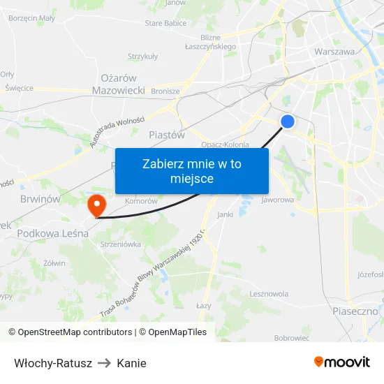 Włochy - Ratusz to Kanie map