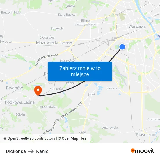 Dickensa to Kanie map