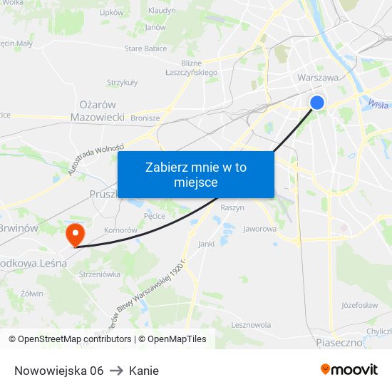 Nowowiejska 06 to Kanie map