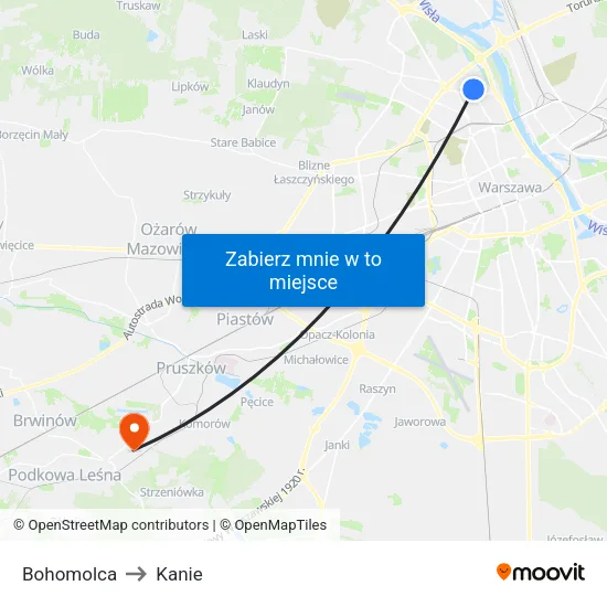 Bohomolca to Kanie map