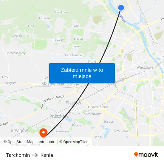 Tarchomin to Kanie map