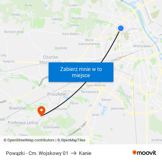 Powązki - Cm. Wojskowy 01 to Kanie map