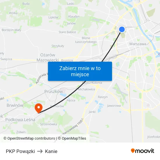 PKP Powązki to Kanie map
