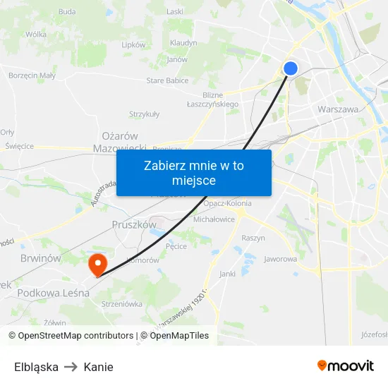 Elbląska to Kanie map