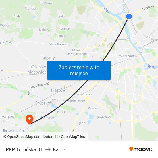 PKP Toruńska to Kanie map