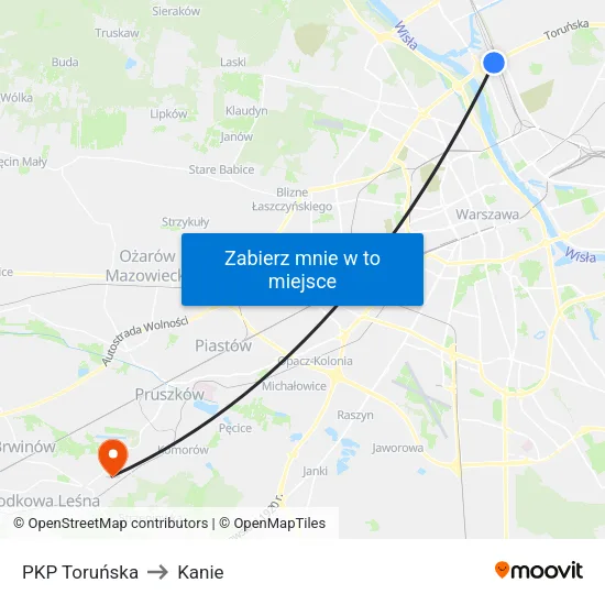 PKP Toruńska to Kanie map