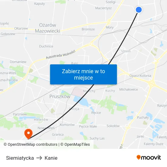 Siemiatycka to Kanie map