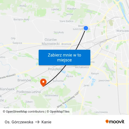 Os. Górczewska to Kanie map