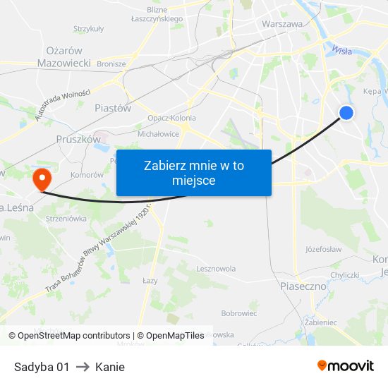 Sadyba 01 to Kanie map