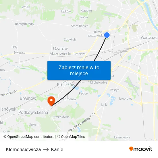 Klemensiewicza to Kanie map