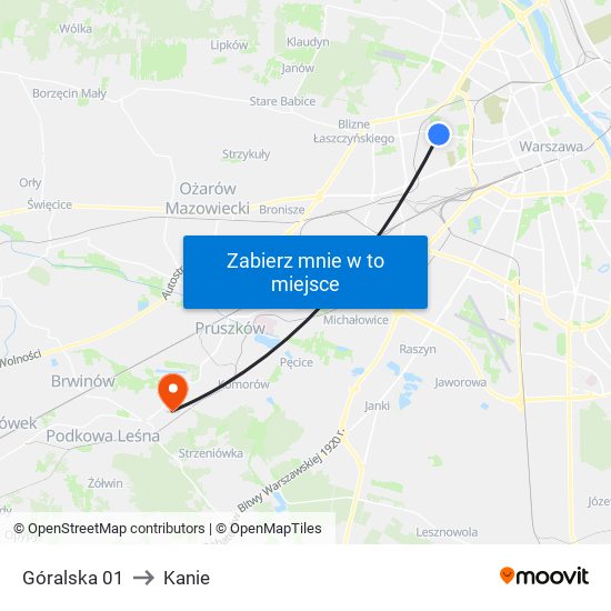 Góralska to Kanie map