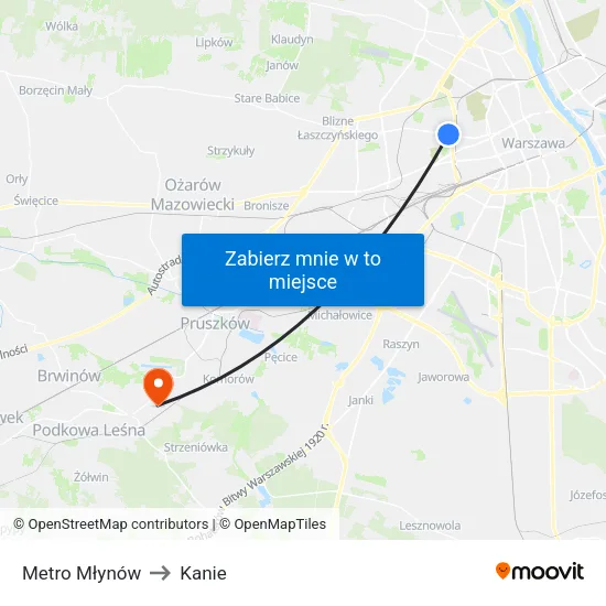 Metro Młynów to Kanie map