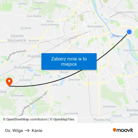Os. Wilga to Kanie map