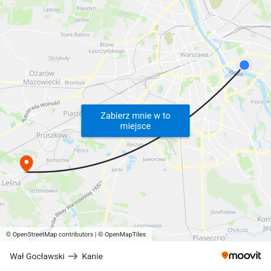 Wał Gocławski to Kanie map