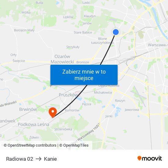 Radiowa 02 to Kanie map