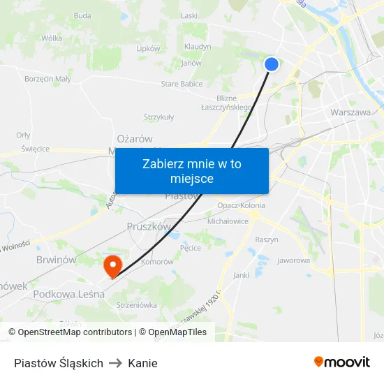 Piastów Śląskich to Kanie map