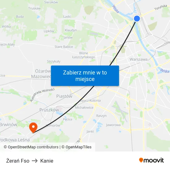 Żerań Fso to Kanie map