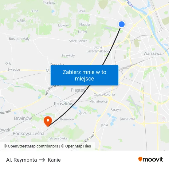 Al. Reymonta to Kanie map