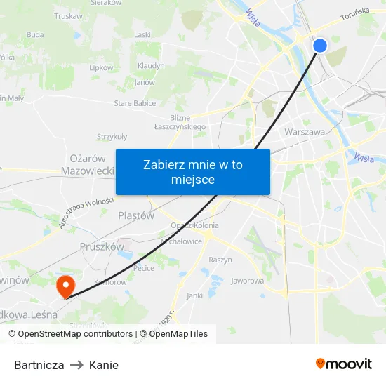 Bartnicza to Kanie map