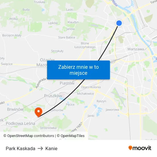 Park Kaskada to Kanie map