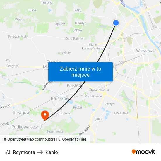 Al. Reymonta to Kanie map