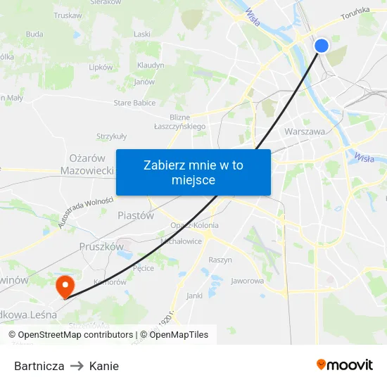Bartnicza to Kanie map